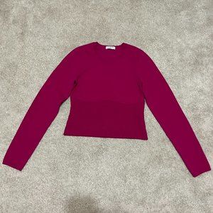 Aritzia Babaton Sweater Size Large Hot Pink Long Sleeve Nylon Blend NWOT